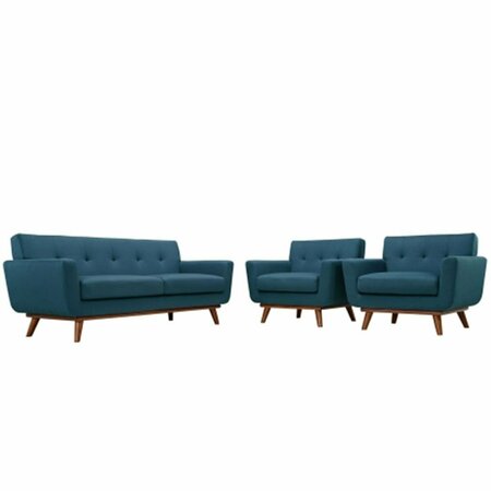 EAST END IMPORTS Engage Armchairs and Loveseat Set of 3- Azure EEI-1347-AZU